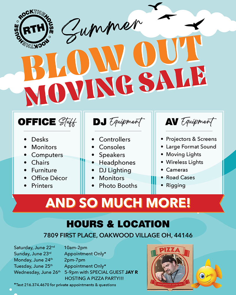 Rock The House Moving Sale Flyer